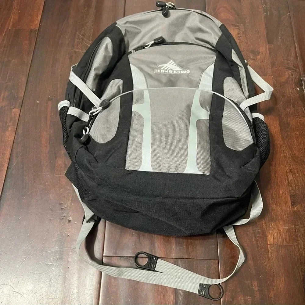 High Sierra Backpack Black And Gray Hiking School Travel